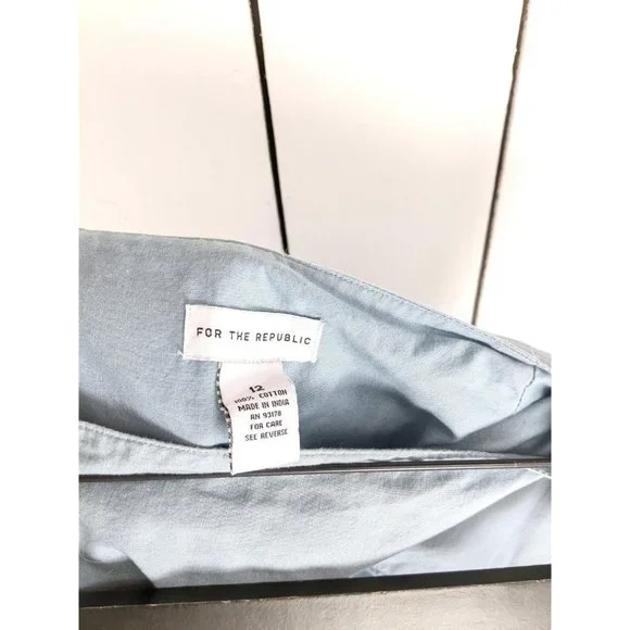 Light blue cotton ruffle jean denim maxi skirt - Picture 4 of 4